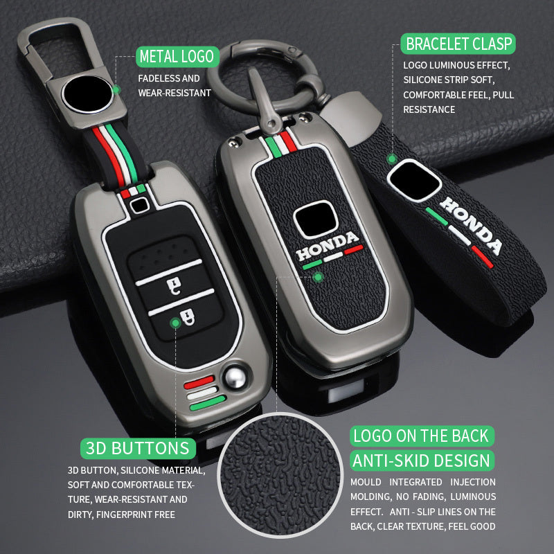 GPRGIT Folding Metal Car Remote Key Cover Case for Honda Civic HRV CRV XRV CR-V Crider Odyssey Pilot Fit Accord Shell Accessories