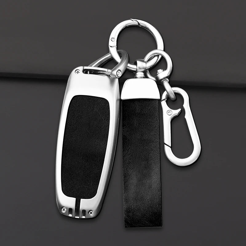 GPRGIT Car Smart Key Case Cover for Audi A6 A7 A8 E-tron Q5 Q8 C8 D5 Leather Keychain Keyless Holder Interior Accessories