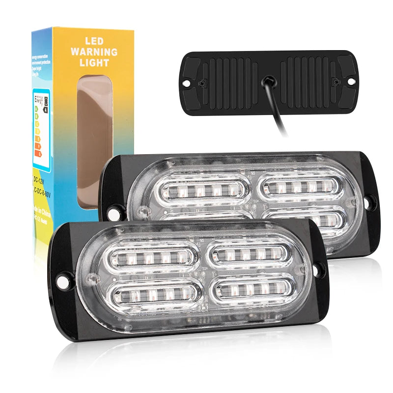 GPRGIT Automotive 12V 24V LED Strobe Light Bar - Grille Marker Beacon - 12-24V, 12W, Spot Beam, IP67, CE/ROHS