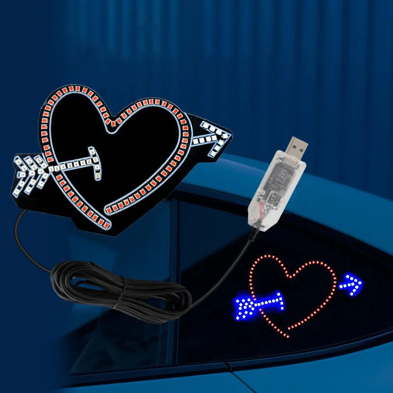 GPRGIT 12V Heart LED Rear Window Warning Light 10W Expressive Decorative for Universal Car