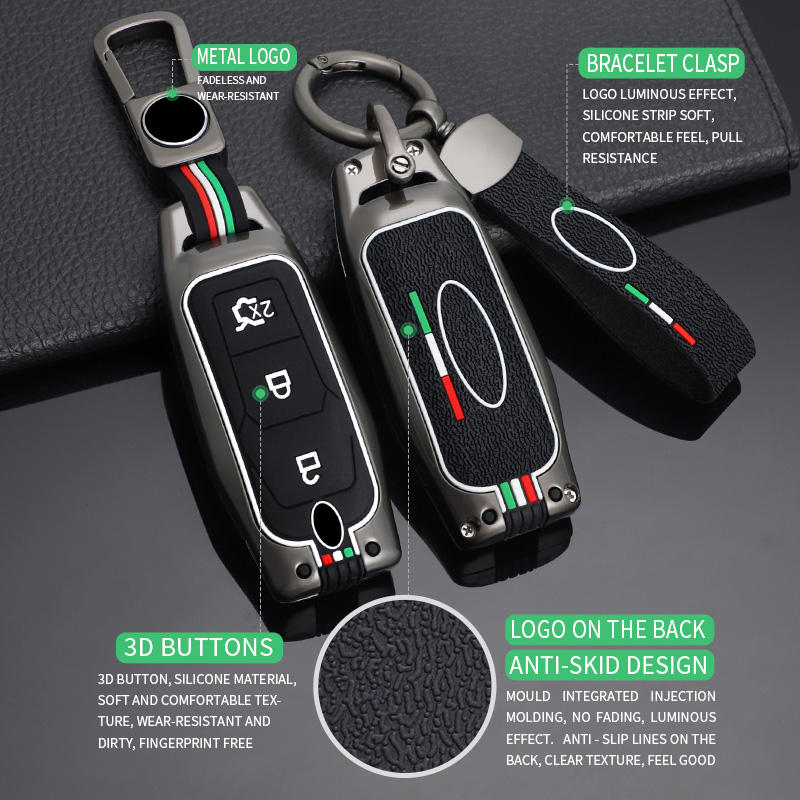 GPRGIT Zinc Alloy Car Key Cover Case for Ford Focus 3/4 ST, Mondeo MK5, Mustang, F-150, Explorer, Edge, Kuga MK3