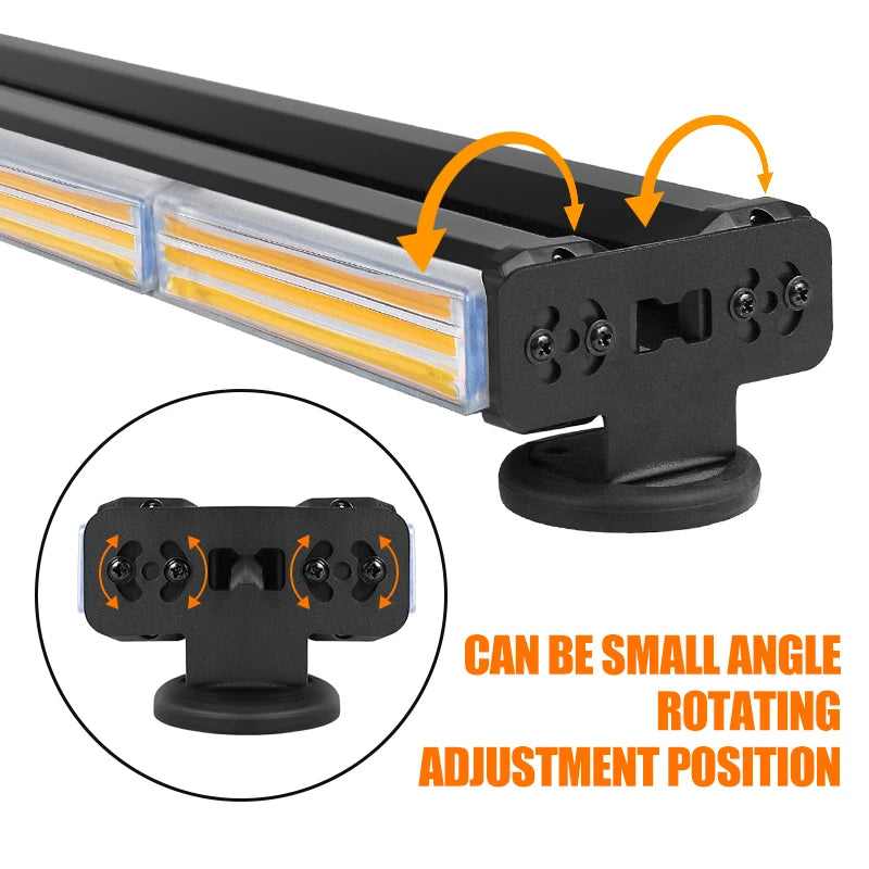 Automotive LED COB Strobe Safety Warning Light Bar with Magnetic Base Double Row Flashing Lights for Car Universal