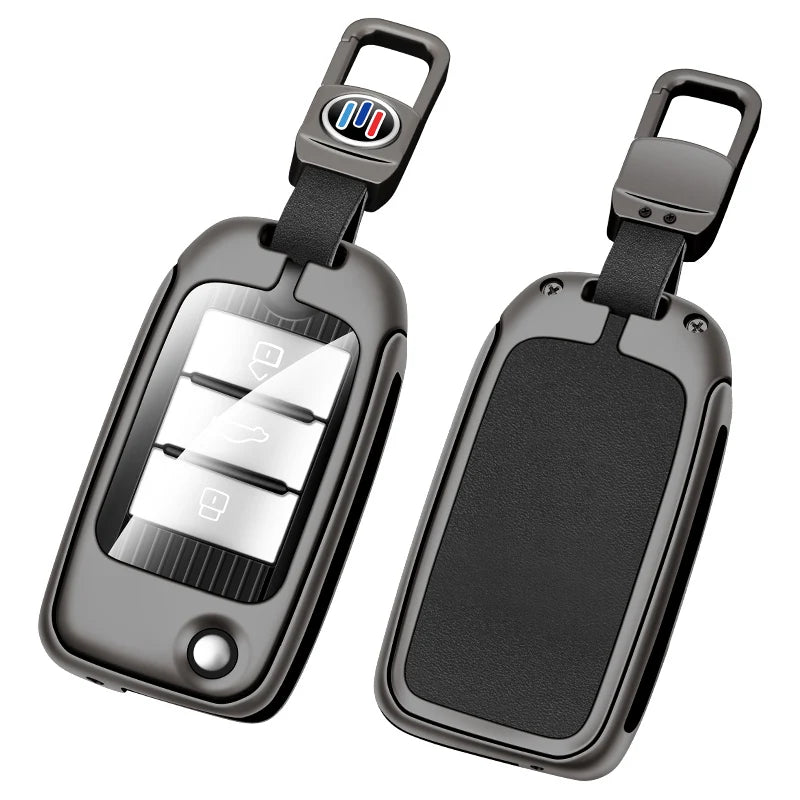 GPRGIT Zinc Alloy Leather Car Remote Key Case Cover for MG MG6 ZS HS Protector Keychain