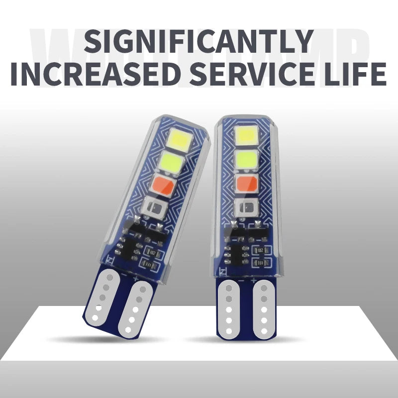 GPRGIT Automotive LED Silicone T10 Bulbs 4 Color Flashing 2835 8SMD Width Indicator License Plate Lamp