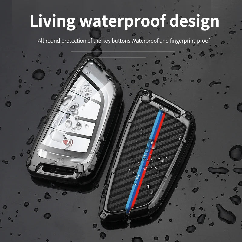 GPRGIT Carbon Car Logo Key Case Cover for BMW F20 F30 G20 F31 F34 F10 2020-2022 G30 F11 X3 F25 X4 I3 I4 G21 M3 M4 1 3 5 7 Series