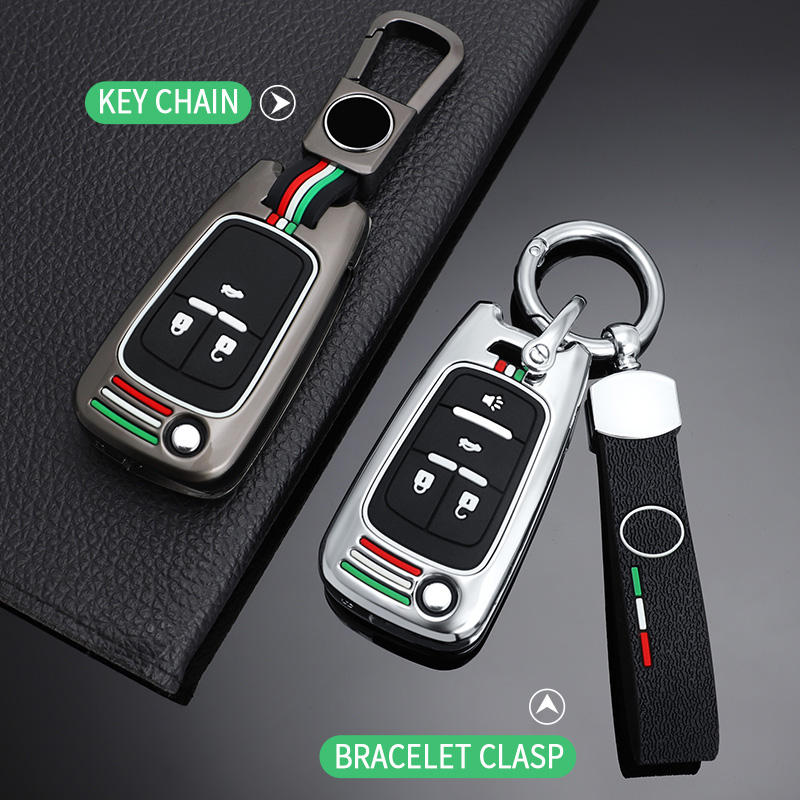 GPRGIT Zinc Alloy 2/3/4/5-Button Flip Folding Car Key Case Shell for Chevrolet Cruze, Malibu, Opel, Buick (HU100 Blade)