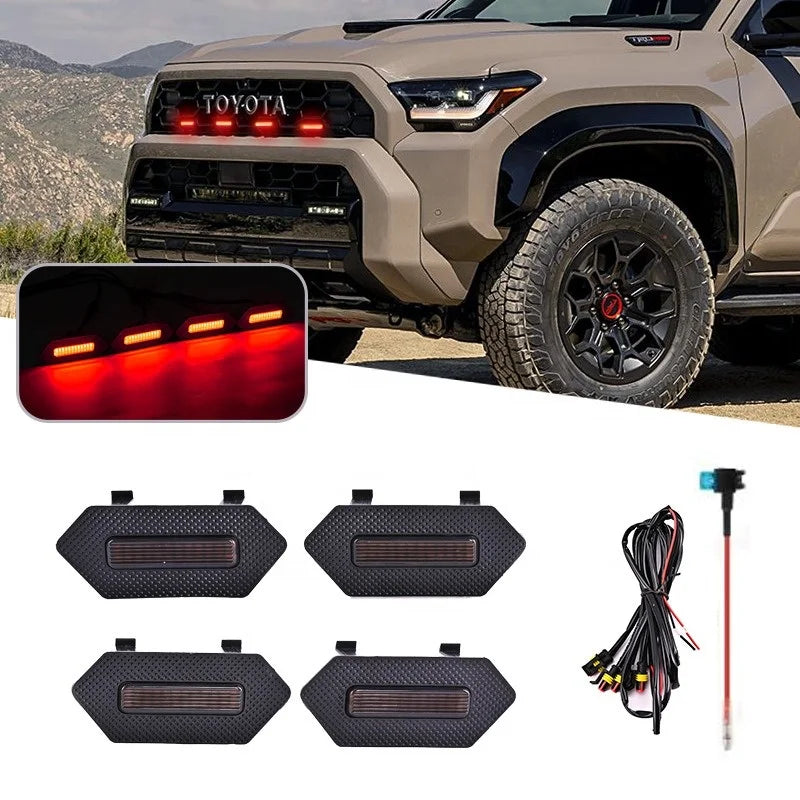 GPRGIT 4-Piece LED Grille Light for 2025 Toyota 4Runner TRD / TRD PRO - DRL Warning Light