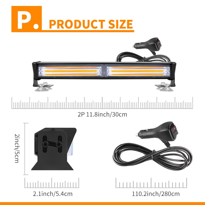 School Bus Warning Light 12v-24v 30cm Off-road Vehicle 11.8 Inch Traffic Flashing Strobe Light 8W New Strip Light