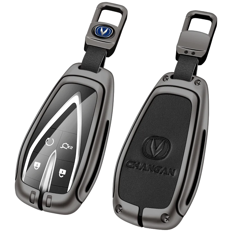 GPRGIT Metal Leather Car Key Case Cover for Changan CS35Plus CS55Plus CS75Plus 2019-2020 Keyless Protector Shell