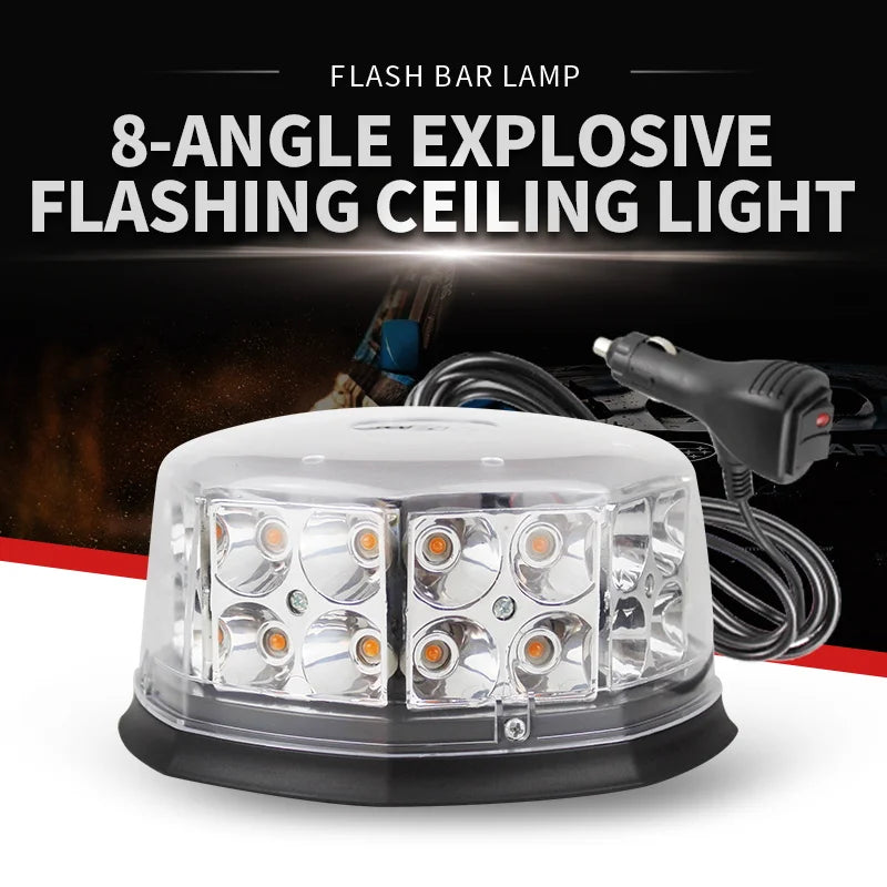 48w 32led Tractor Truck Strobe Beacon Light Magnetic Mount Roof Top Hazard Warning Flashing Beacon Light For Vehicles