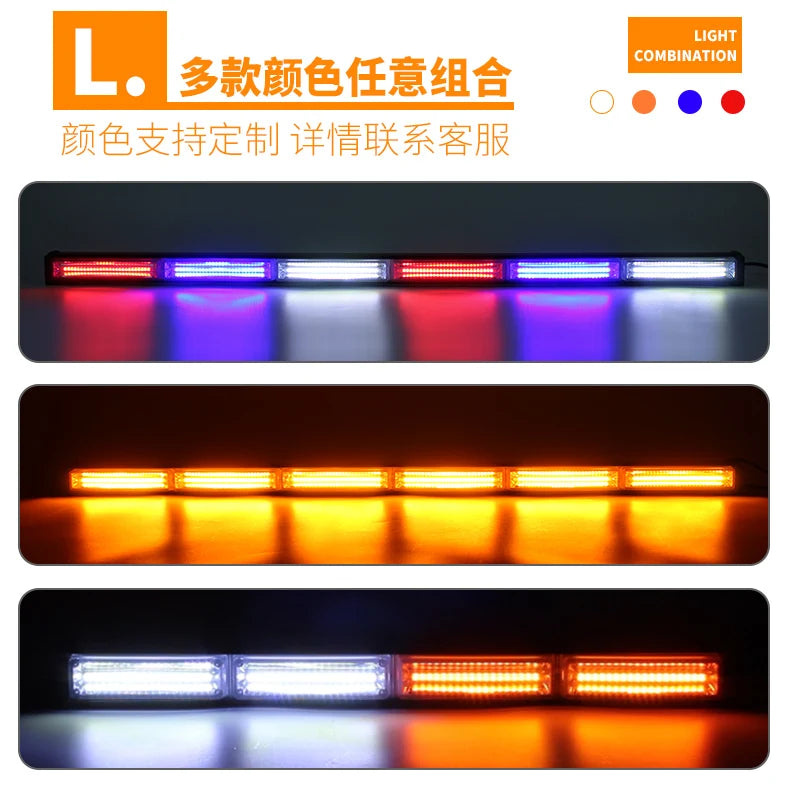 47inch Waterproof LED Strobe Light Bars Warning Traffic Advisor Emergency Flashing Light Bar for Vehicles Universal