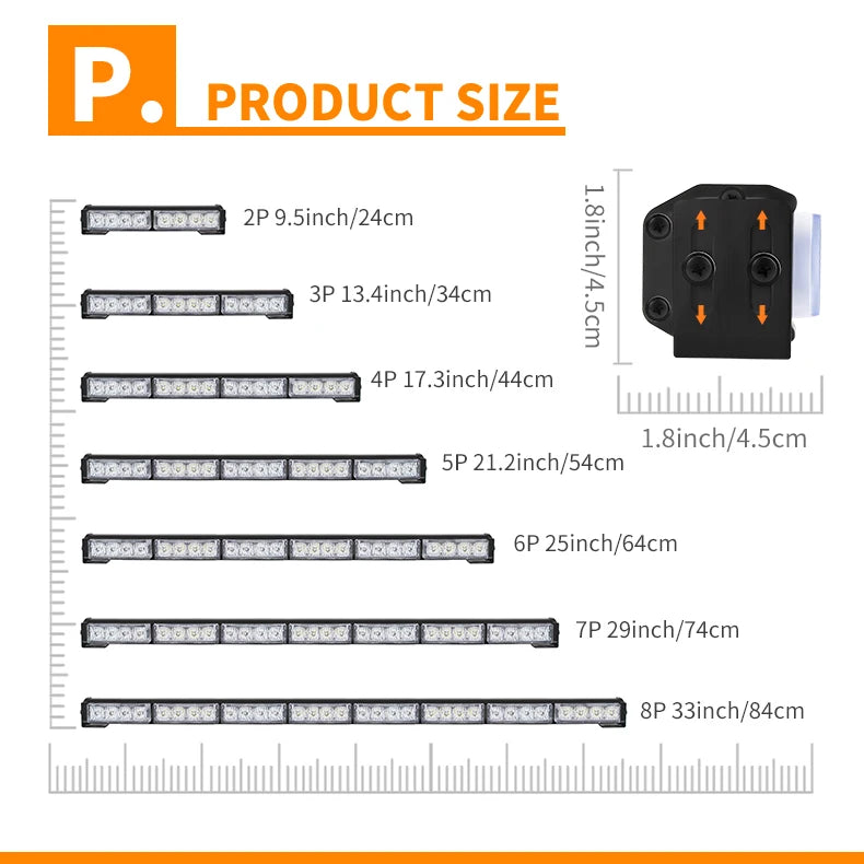20W Car Rooftop LED Flashing Warning Light Bar Truck Offroad DRL Flashing Emergency Work Strobe Light Amber White 12V 24V