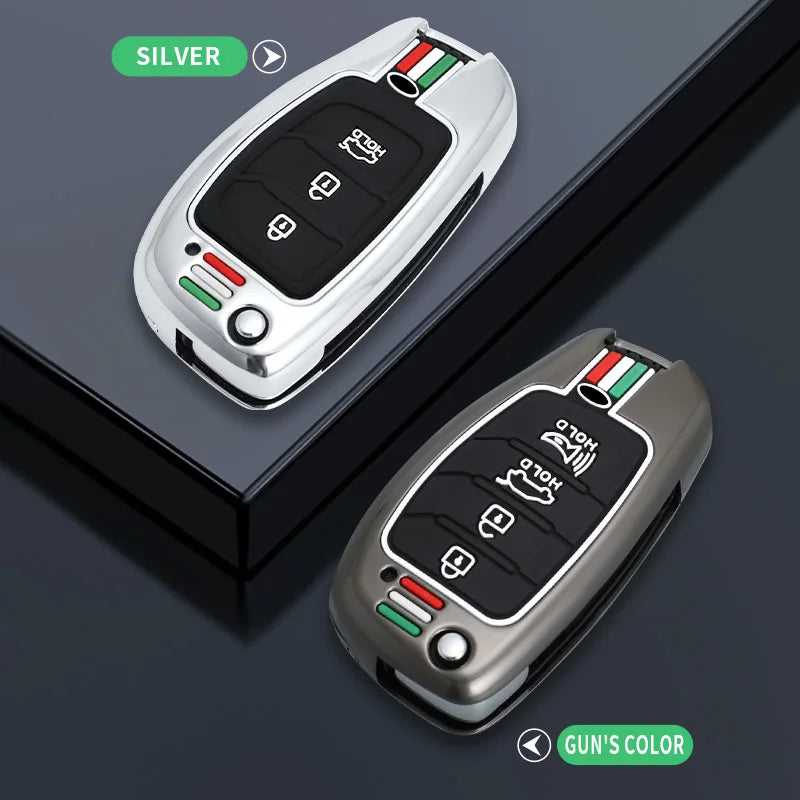 GPRGIT Metal Car Flip Key Case Cover for Hyundai IX25 IX35 IX45 I10 I20 I30 HB20 Elantra Solaris Sonata Santa Fe Sport Tucson Key Shell