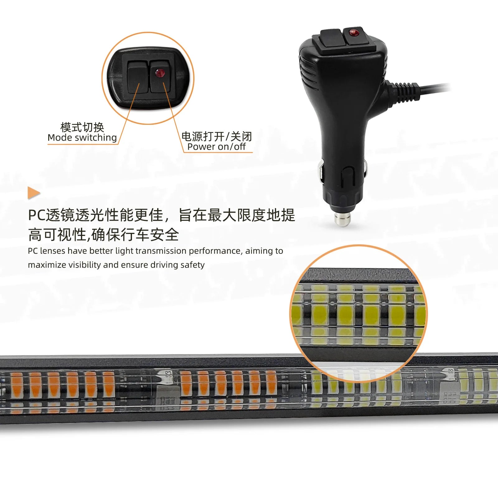 Dual Color Two Sync Flash Interior Emergency Car LED Dash Strobe Light One Controller Emergency Light Auto Exterior Lighting