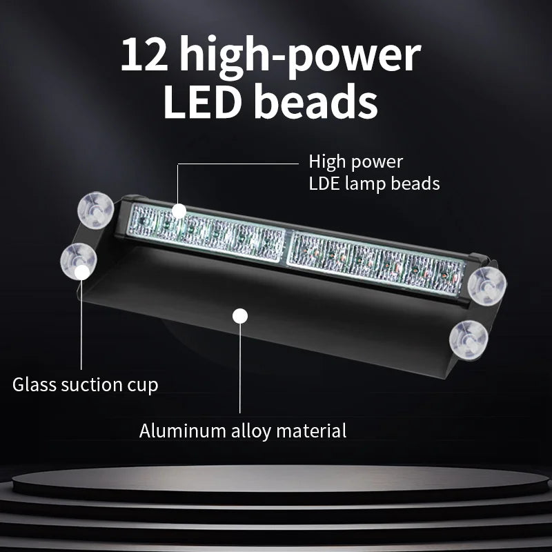New LED Emergency Strobe Flashing Light for POV Vehicles Windshield Dash Hazard Warning Signal for Volunteer Truck Deck Visor