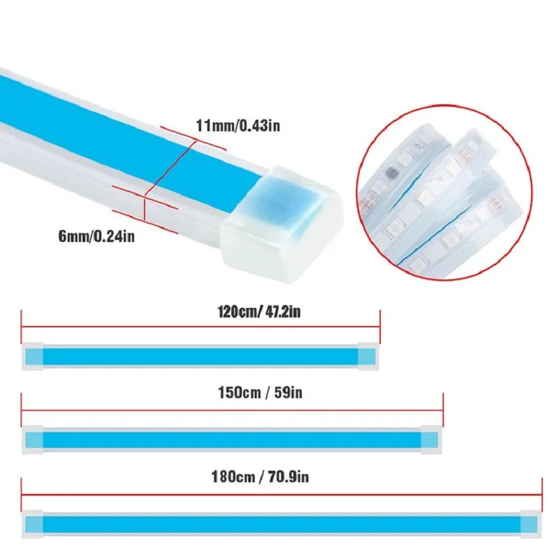 GPRGIT 12V Flexible Waterproof LED Hood Light Strip Daytime Running Light Universal