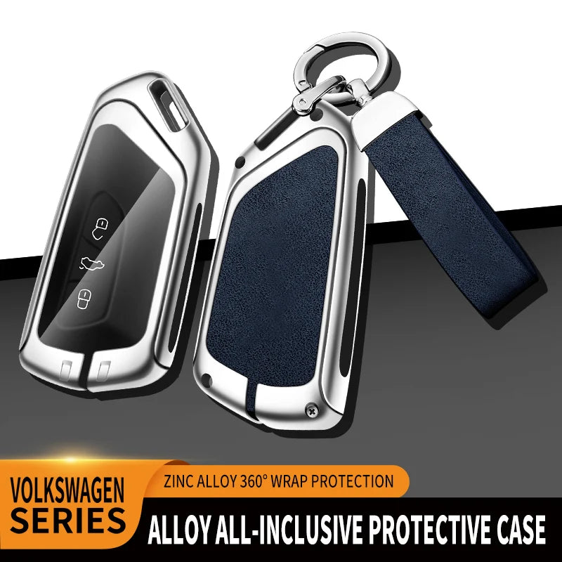 GPRGIT Car Logo Metal Leather Key Case Cover for VW Volkswagen Golf 8 MK8 2020 for Skoda Octavia A8 2021 Seat Leon MK4
