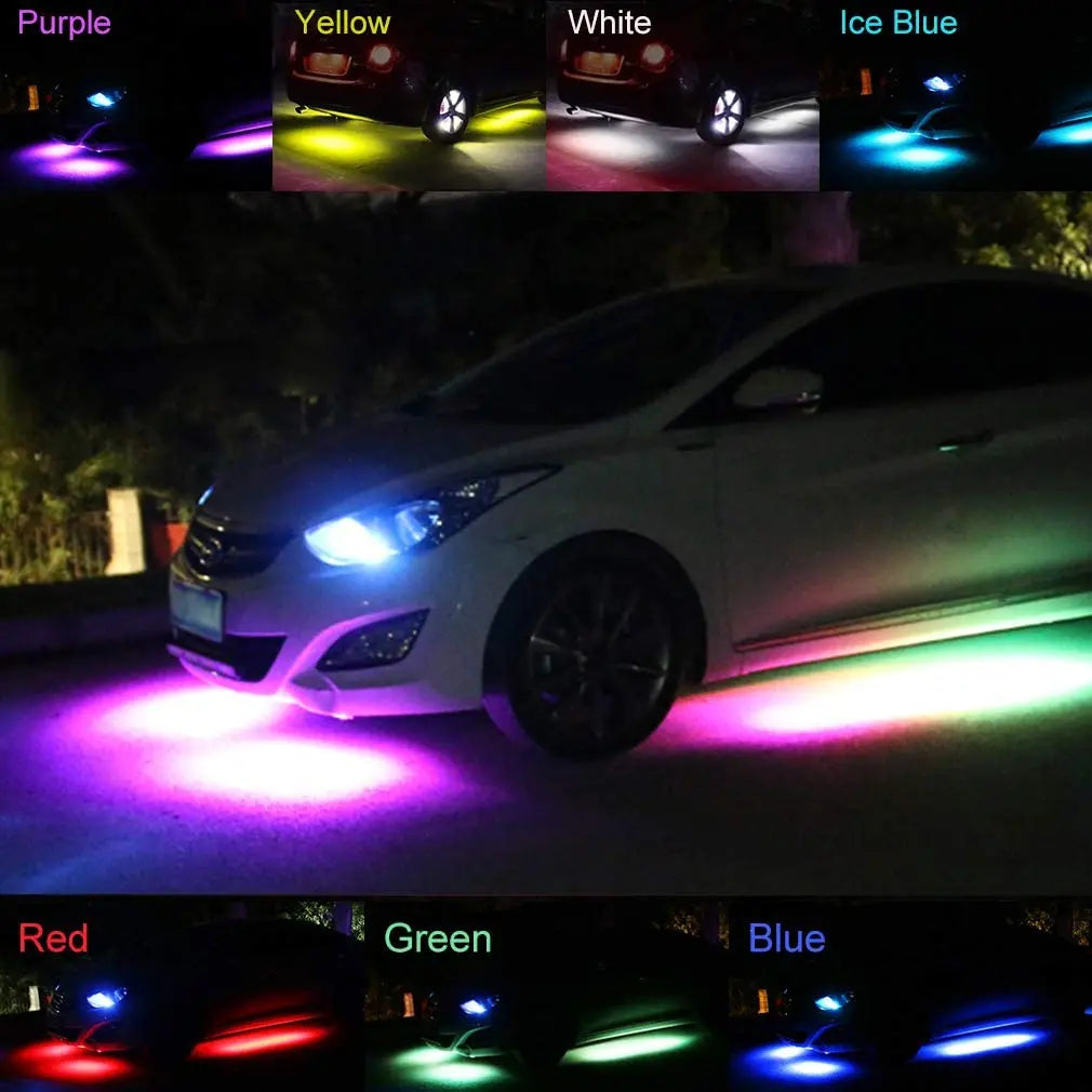 GPRGIT Waterproof RGB SMD Flexible LED Strip Under Car Tube Underglow Underbody Neon Light Kit with Remote Control DC12V