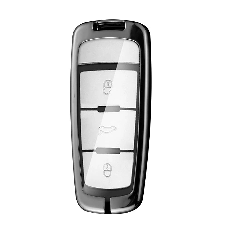 GPRGIT Carbon Fiber Metal Car Logo Key Case Shell for Volkswagen VW Passat B6 3C B7 Magotan CC Smart Interior Accessories