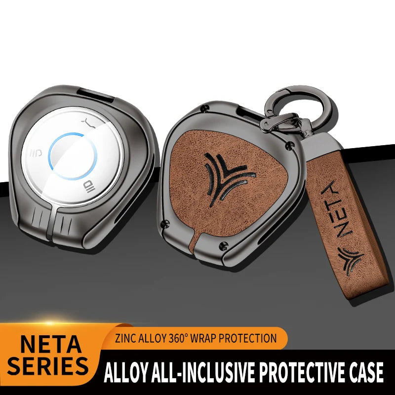 GPRGIT Zinc Alloy Leather Car Key Case Cover for Neta