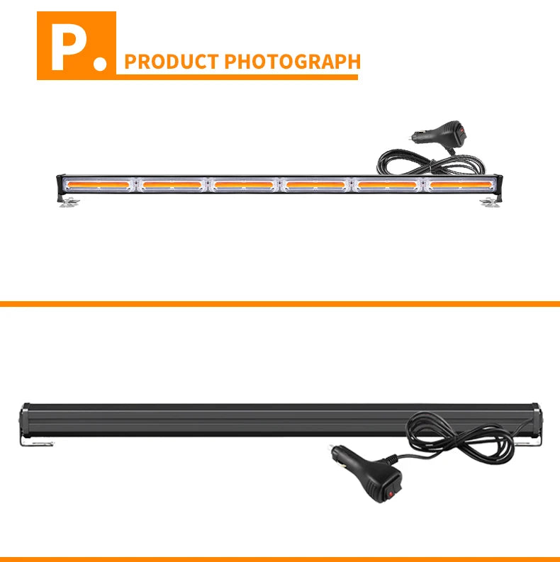 35inch LED Emergency Strobe Lights Bar Roof Top Hazard Flash Beacon Warning Light Bars for Truck Trailer Vehicle