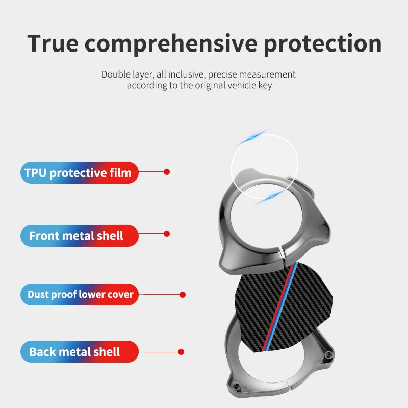 GPRGIT Zinc Alloy Carbon Fiber Car Logo Key Case Cover for Neta V U Pro Hezhong New Energy Vehicles Holder Keychain Accessories
