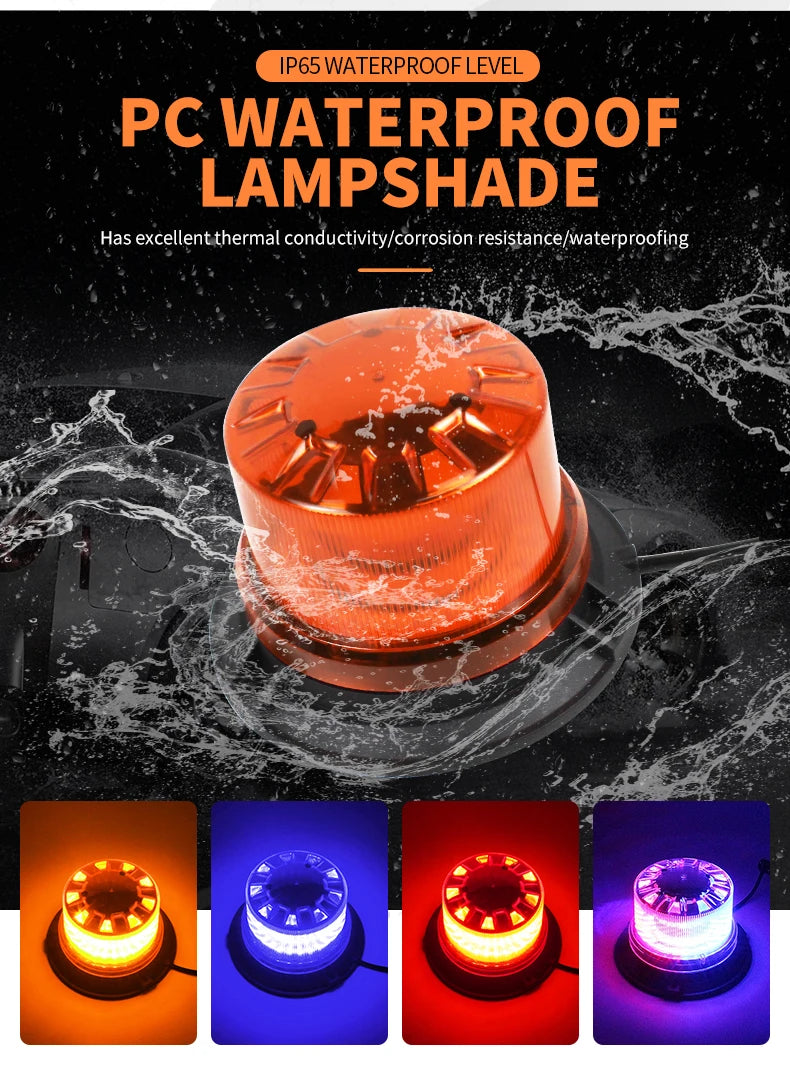 New 12V/24V LED Rotating Emergency Beacon Lights Flashing Signal Roof Ambulance Truck Strobe Magnet Mounted Warning Light