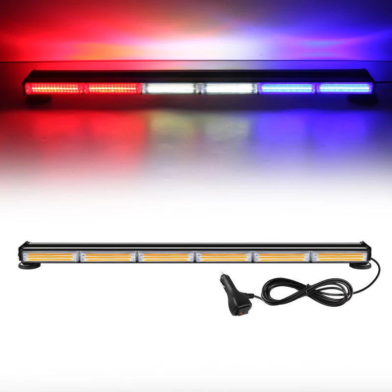 35" COB LED Dual Row Amber Strobe Light for Car Truck Trailer Magnetic Flashing Warning Light Bar Optional Colors