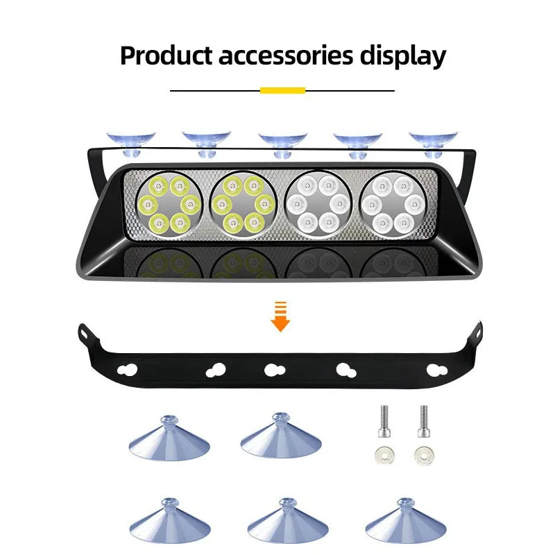 GPRGIT 24SMD Red/Blue LED Strobe Warning Light with Suction Cup - Dashboard Windshield Interior Flash Light