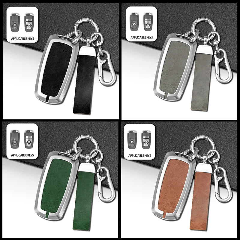 GPRGIT Leather Car Key Case Cover for Lincoln Ford F150 F250 F350 Fusion Mustang Explorer Mondeo Fiesta Ranger Eco Sport