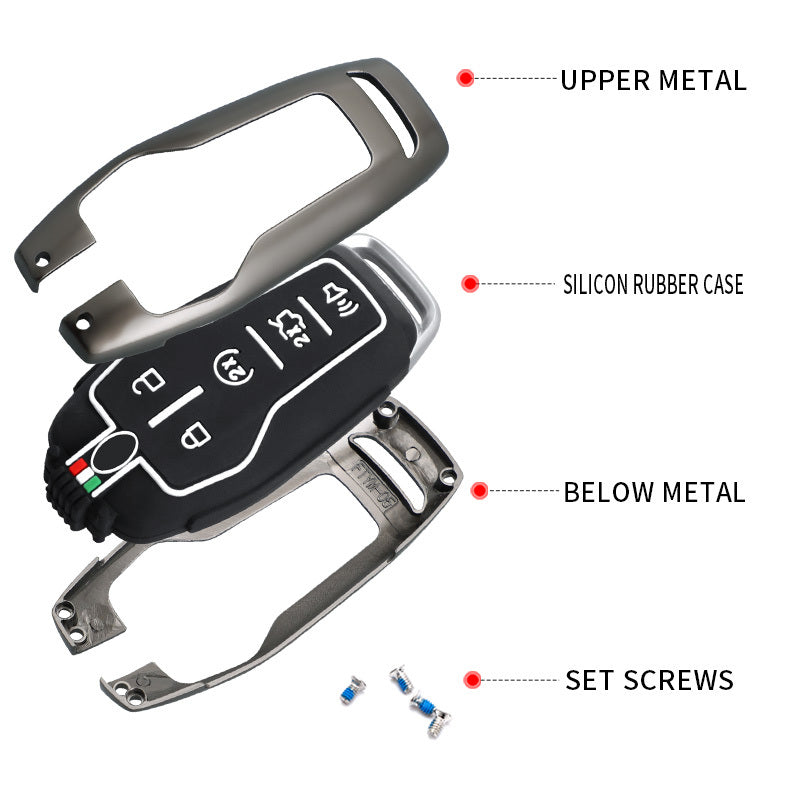 GPRGIT Zinc Alloy Car Key Cover Case for Ford Fusion Mondeo Mustang F-150 Explorer Edge 2015 2016 2017 2018 2019