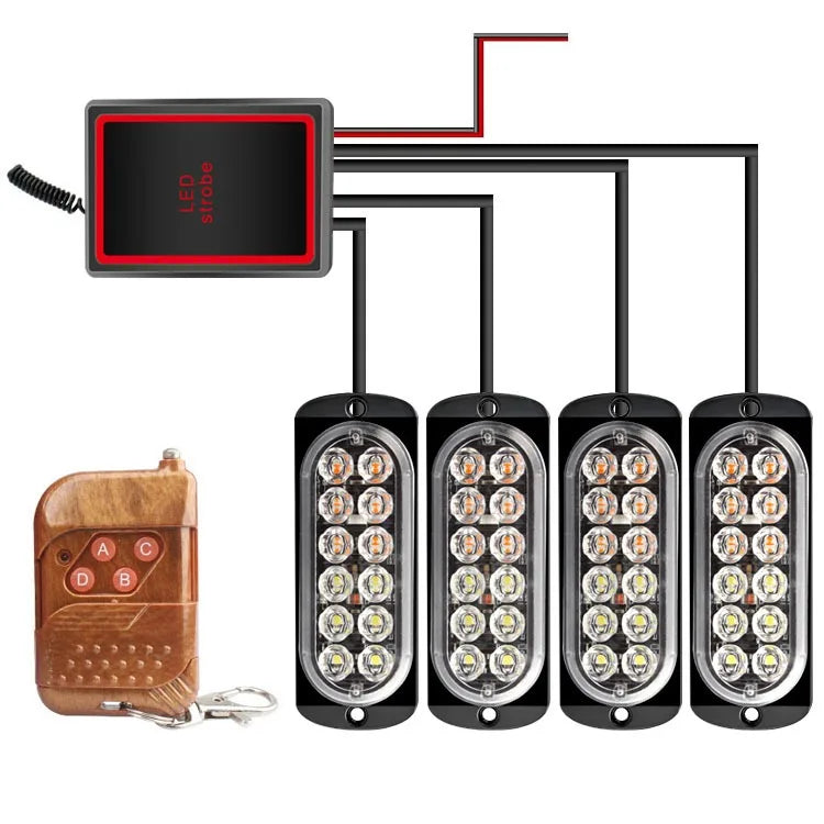 8-Piece LED Strobe Grille Light Strip Red/Blue with Remote, Model XA9212T-4