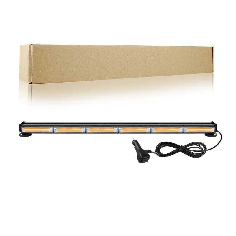 35" COB LED Dual Row Amber Strobe Light for Car Truck Trailer Magnetic Flashing Warning Light Bar Optional Colors