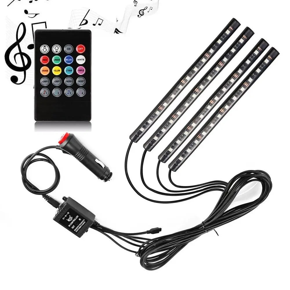 GPRGIT 48 LED Car Foot Light Atmosphere Ambient Lamp Remote/Voice/APP Control 12V