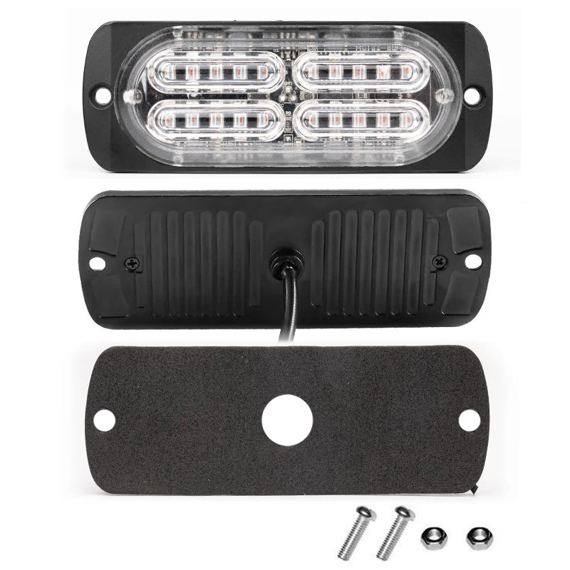 GPRGIT Automotive 12V 24V LED Strobe Light Bar - Grille Marker Beacon - 12-24V, 12W, Spot Beam, IP67, CE/ROHS