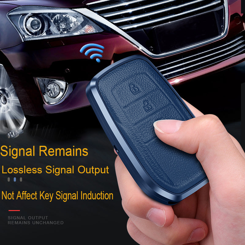 GPRGIT Aluminum Alloy+Leather Car Key Cover Case for Toyota Land Cruiser 200 300 Prado Crown Hilux Innova Fortuner Camry