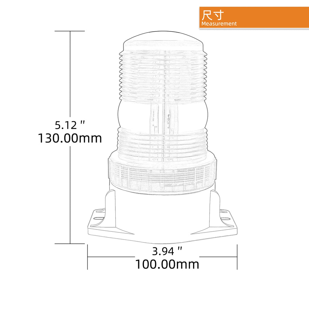 High Quality 12-110V LED Yellow Flash Beacon Warning Strobe Light Auto Exterior Lighting for Heavy Duty Tractor Forklift Warning