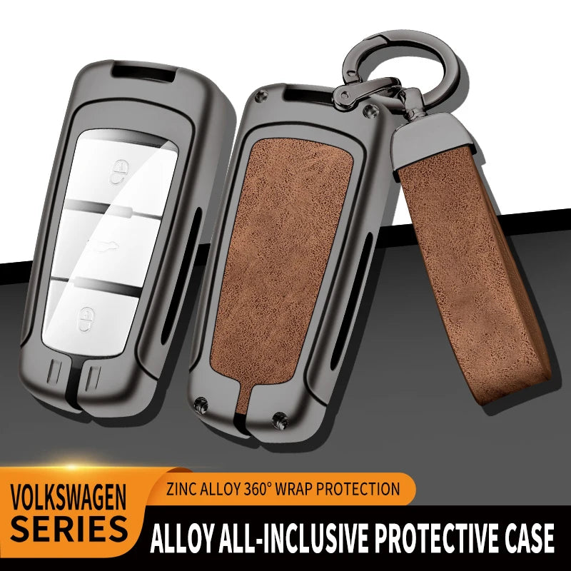 GPRGIT Zinc Alloy Leather Car Key Case Cover for Volkswagen VW CC Passat B6 B7 Passat 3C CC