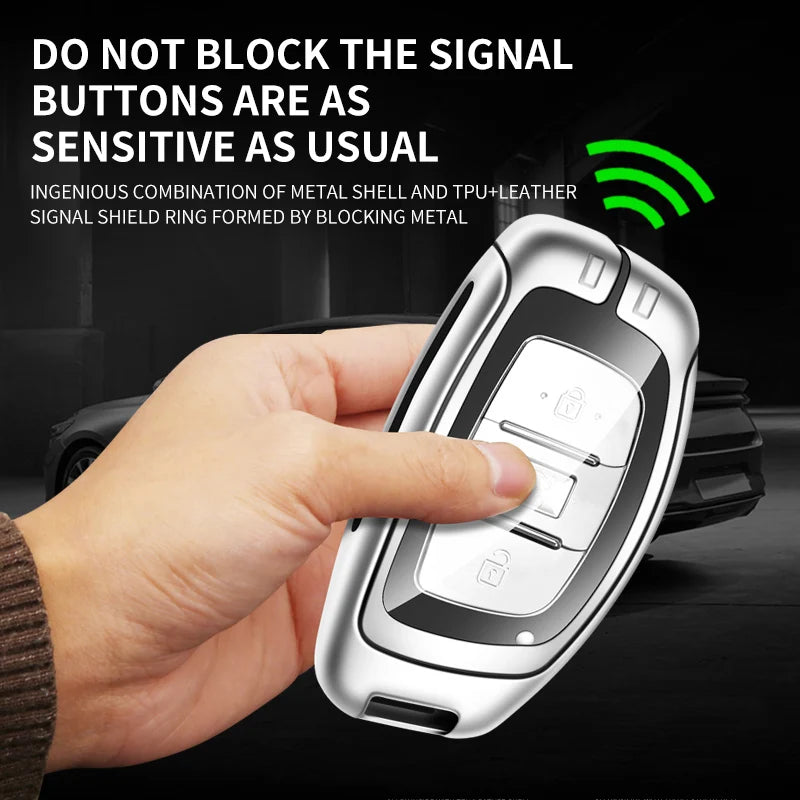 GPRGIT Zinc Alloy Leather Car Logo Key Case Cover for Hyundai IX20 I30 IX35 I40 Ix25 IX45 I10 I20 Tucson Verna Sonata Elantra SantaFe