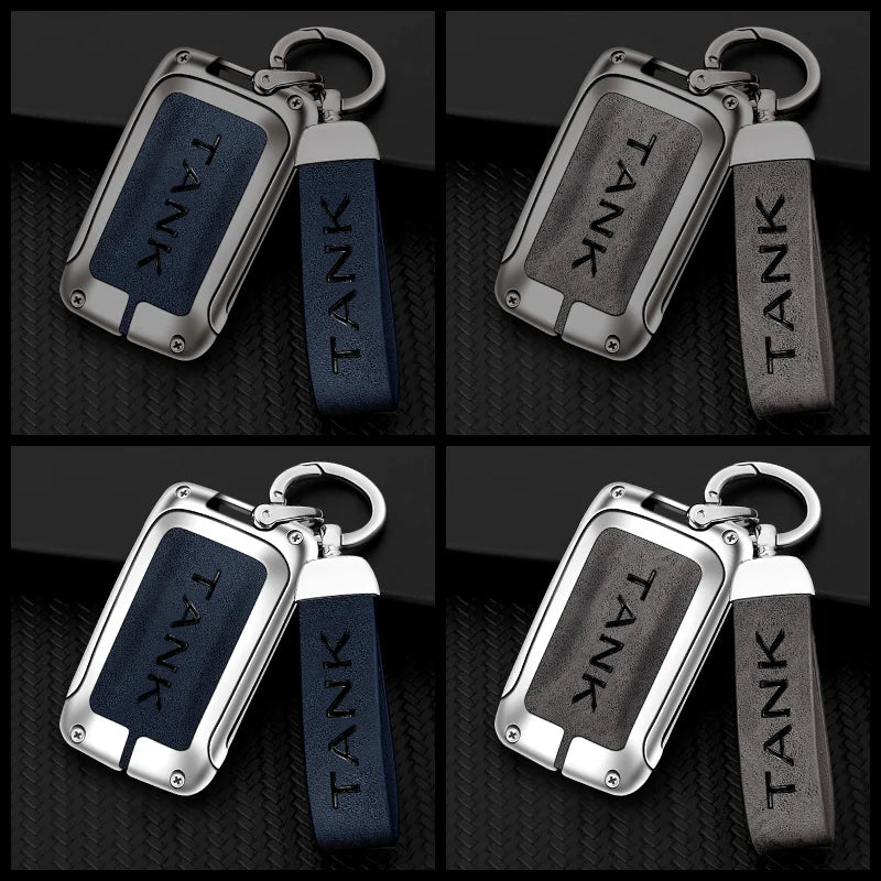 GPRGIT Zinc Alloy Leather Car Key Case Cover for Tank 300 2021 Great Wall Keychain Remote Keyless Accessories