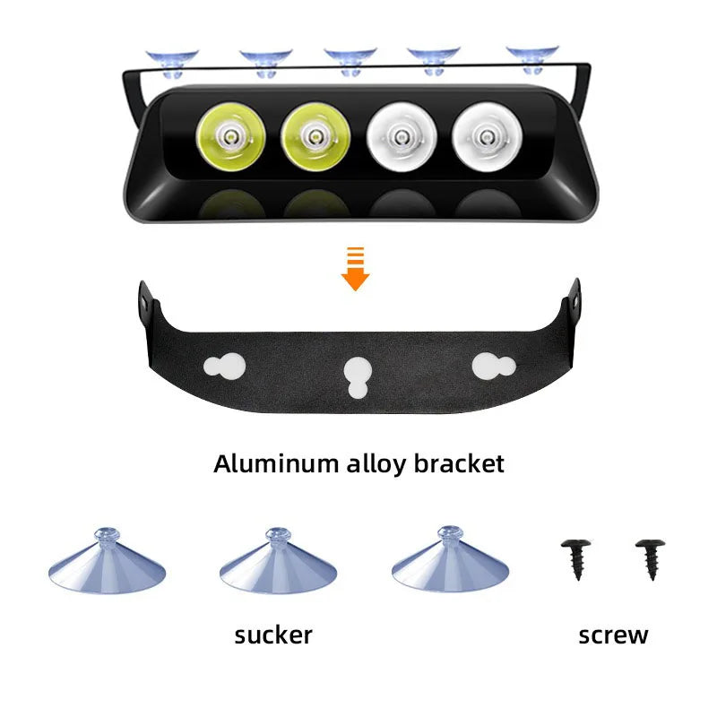 4SMD Red/Blue LED Strobe Dashboard Light with Suction Cup, Model S4