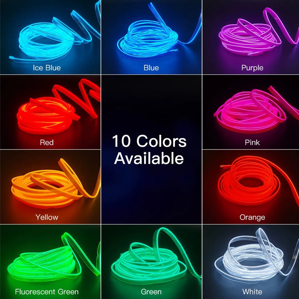 GPRGIT Flexible Waterproof EL Wire 360 Degree Illumination Car Ambient Lamp Cuttable Decorative Strip