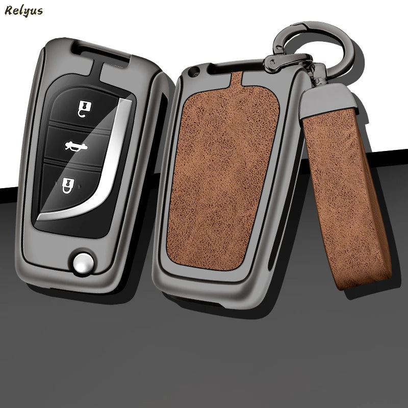 GPRGIT Leather Car Key Case Cover for Toyota Aygo Yaris RAV4 Camry Corolla Citroen C1 Peugeot 108