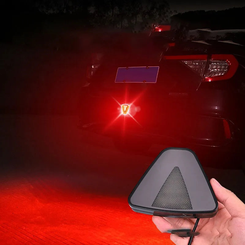 GPRGIT 12V RGB Chasing Dynamic Brake Light 33W Safety Triangle Warning Lamp Universal Car