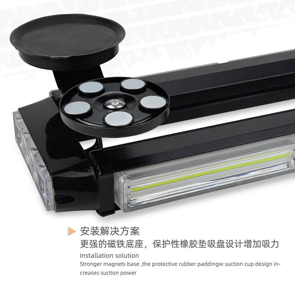 Amber LED Warning Light Bar Magnetic Base Emergency Hazard Security Strobe Light for Car Firefighter Roof Top for Red White