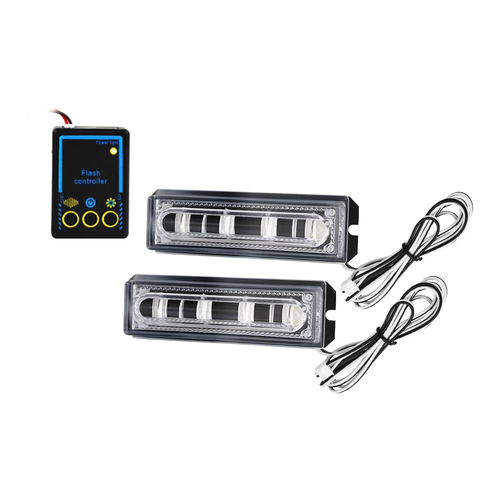 Daytime Running Warning Light Front Bumper Grille Led Lamp4pcs Led Car Lights Flashing Lamp