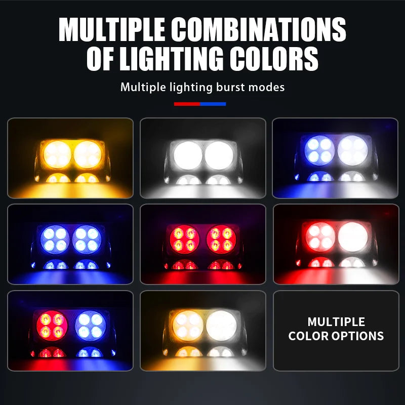 New Car Windshield S8 LED Warning Light Red Blue Strobe Lights Emergency Suction Cup 12V IP65 Waterproof Universal Fitment