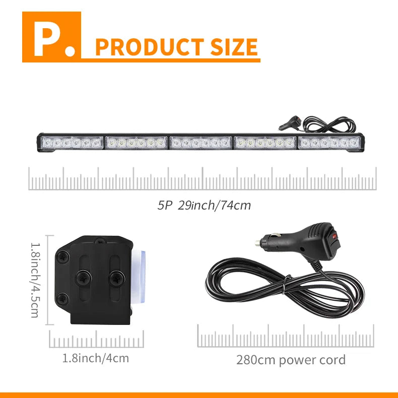 29-Inch Customized Vehicle LED Strobe Warning Light Bars New Condition Emergency Amber White Traffic Advisor Flashing Light Bar