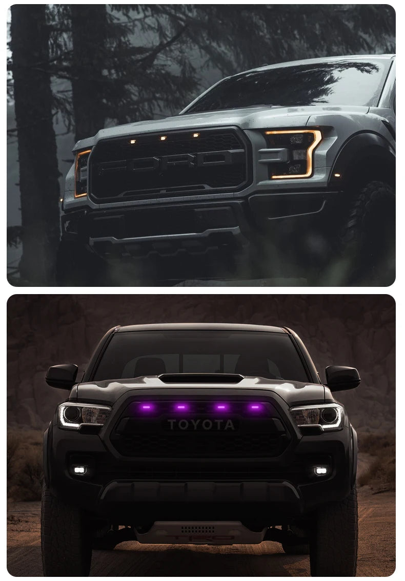 GPRGIT Flash Car Grid Warning Signal Light 12V 5W LED Mid-Grid Daytime Running Light Auto Refitted Car Fog Lamp Light For Ford