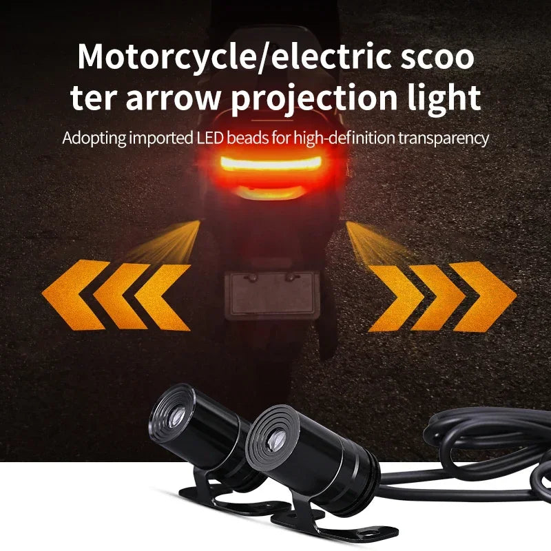 GPRGIT Motorcycle Arrow LED Turn Signal Projection Lamp 12V